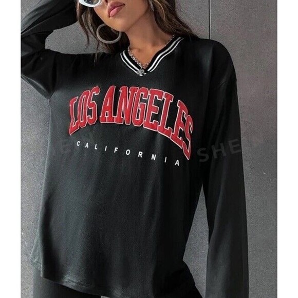 SHEIN MOOSTA Los Angeles Drop Shoulder Women’s Oversized Loose Fit Medium - Picture 3 of 14